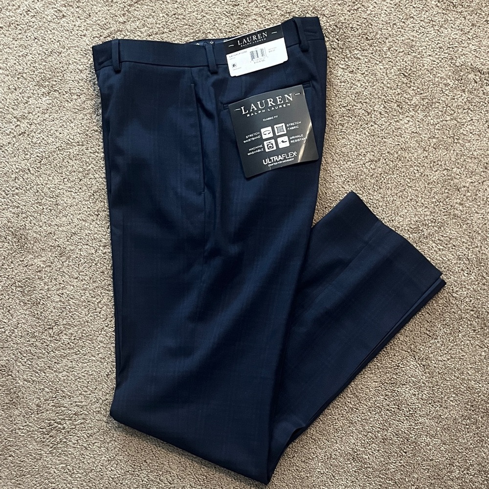 Men’s Ralph Lauren Navy Plaid Dress Pants